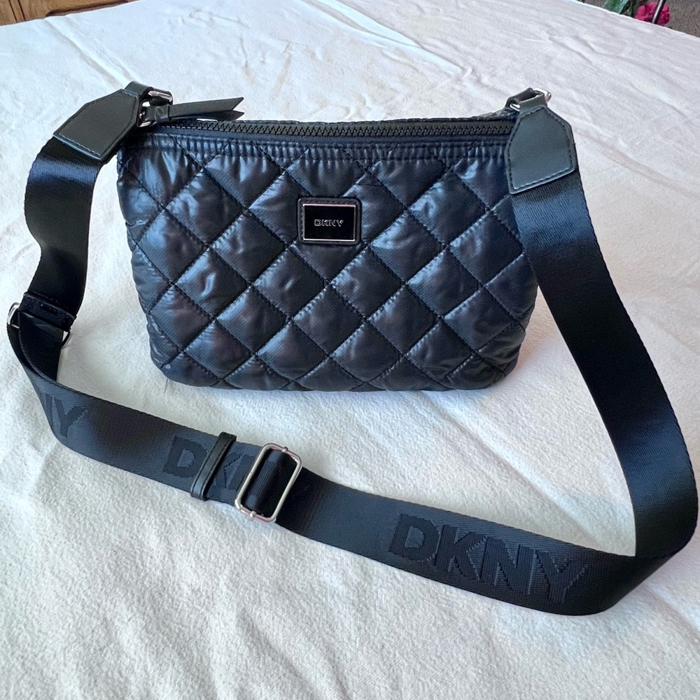 DKNY Quilted Black Puffer Crossbody Bag